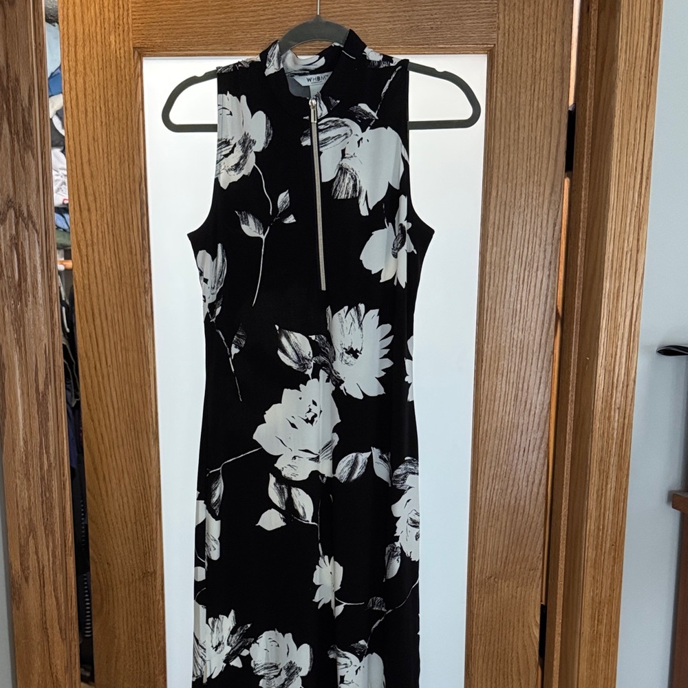 White House Black Market Black and White Floral Maxi Dress with Zip